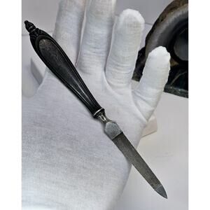 Antique 925 Weighted Silver Engraved "GM" Nail File